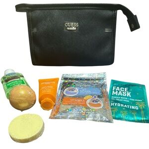 Guess Black Cosmetic Bag with Skincare Essentials